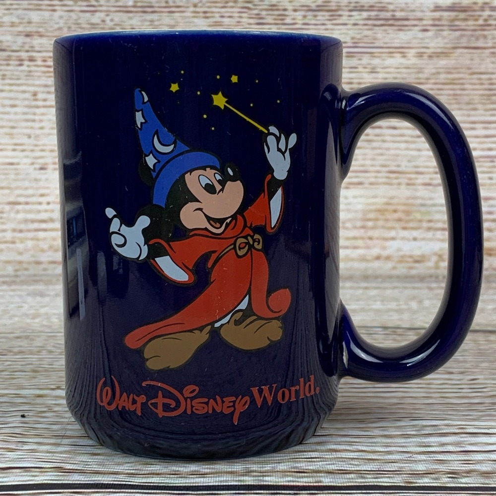 Walt Disney World Mickey Mouse Sorcerer Coffee Mug Blue & Yellow Thailand